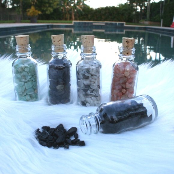 SET Gemstone Bottle  Set BIG 30 Ml | Crysal Chips Bottle | Tourmaline | Sunstone - Picture 2 of 4